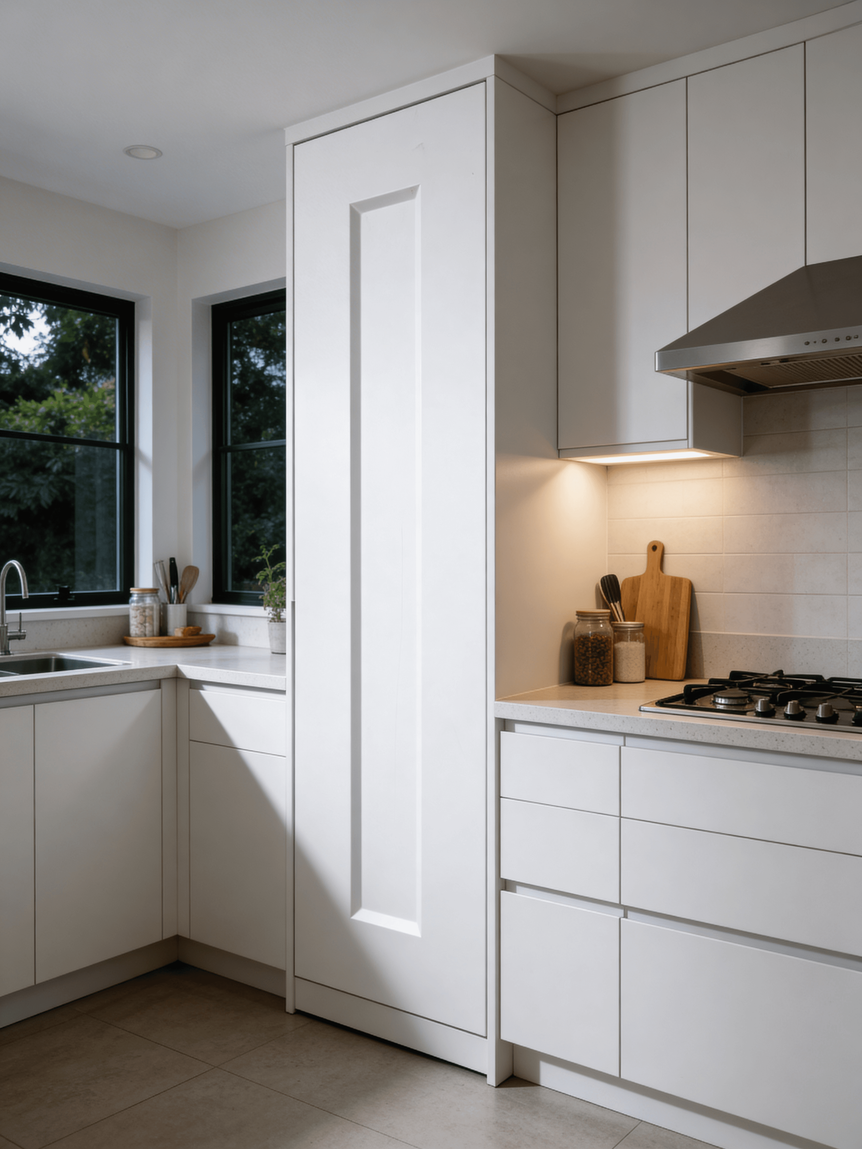 Soft Ivory kitchen cabinets showing a warm neutral trend